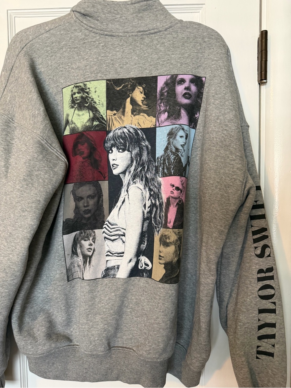 Taylor Swift Gray Crewneck Sweatshirt with Multicolor Photo Grid